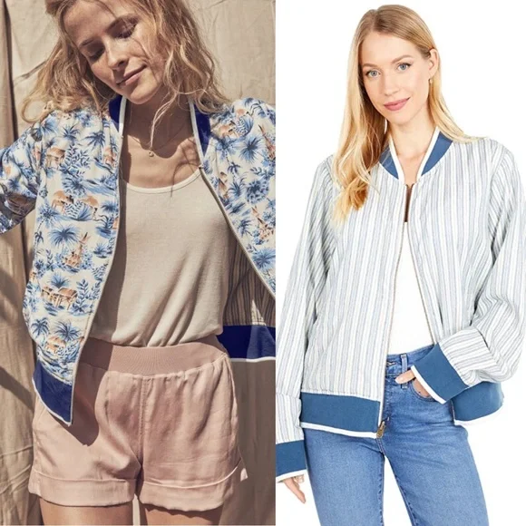 NWT Faherty Mandalay Reversible Bomber Jacket - Picture 1 of 6